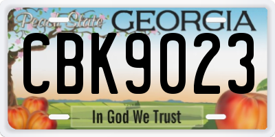 GA license plate CBK9023