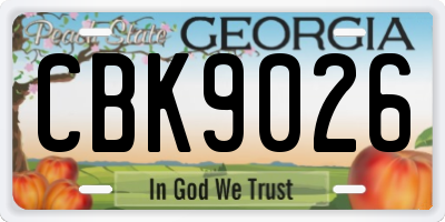 GA license plate CBK9026