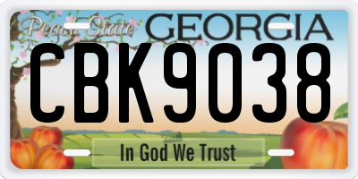 GA license plate CBK9038