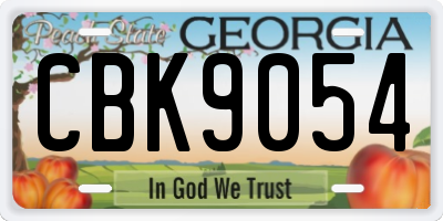 GA license plate CBK9054