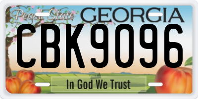 GA license plate CBK9096