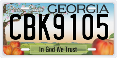 GA license plate CBK9105