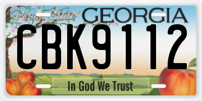 GA license plate CBK9112