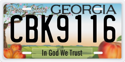 GA license plate CBK9116
