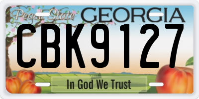 GA license plate CBK9127