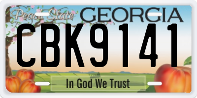 GA license plate CBK9141