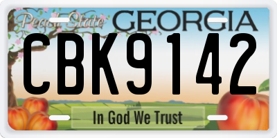 GA license plate CBK9142