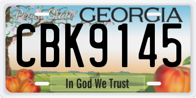GA license plate CBK9145