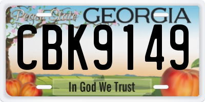 GA license plate CBK9149
