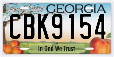 GA license plate CBK9154