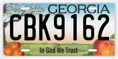 GA license plate CBK9162