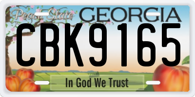 GA license plate CBK9165