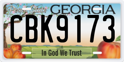 GA license plate CBK9173