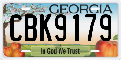 GA license plate CBK9179