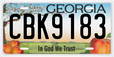 GA license plate CBK9183