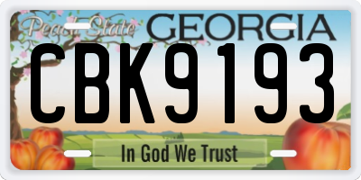 GA license plate CBK9193