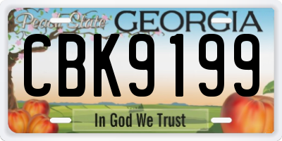 GA license plate CBK9199
