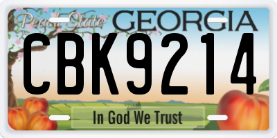 GA license plate CBK9214