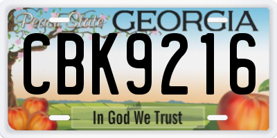 GA license plate CBK9216