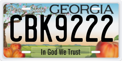 GA license plate CBK9222