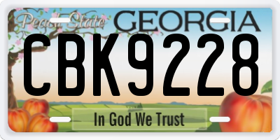 GA license plate CBK9228