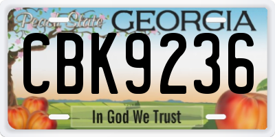GA license plate CBK9236