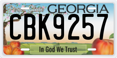 GA license plate CBK9257