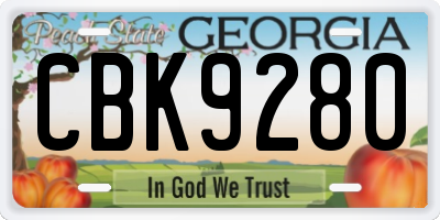 GA license plate CBK9280