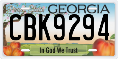 GA license plate CBK9294