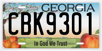 GA license plate CBK9301
