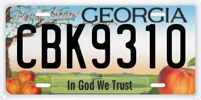 GA license plate CBK9310