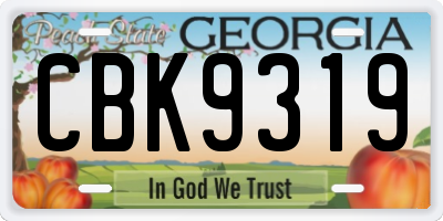 GA license plate CBK9319