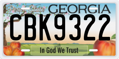 GA license plate CBK9322