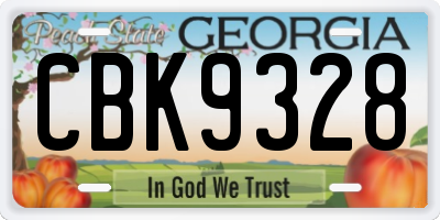 GA license plate CBK9328