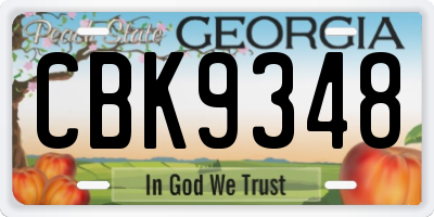 GA license plate CBK9348