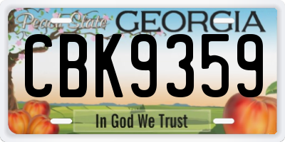 GA license plate CBK9359