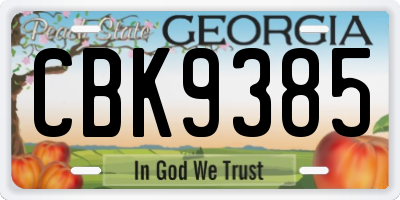 GA license plate CBK9385