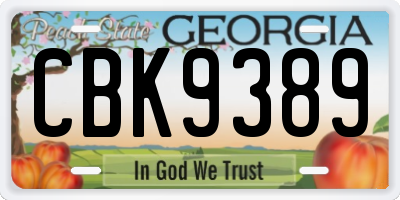 GA license plate CBK9389