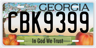 GA license plate CBK9399