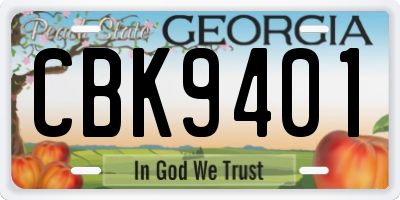 GA license plate CBK9401