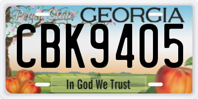 GA license plate CBK9405