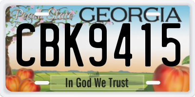 GA license plate CBK9415