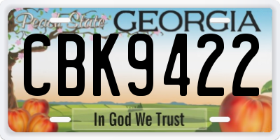 GA license plate CBK9422