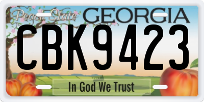 GA license plate CBK9423