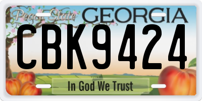 GA license plate CBK9424