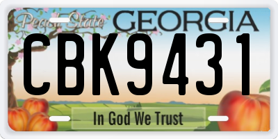 GA license plate CBK9431