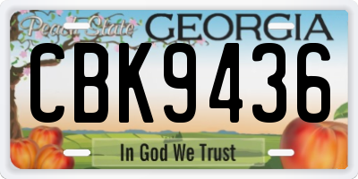 GA license plate CBK9436