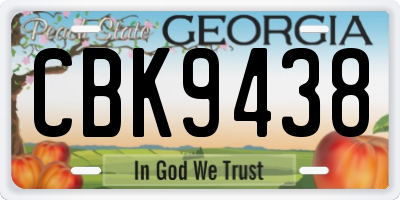 GA license plate CBK9438