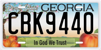 GA license plate CBK9440