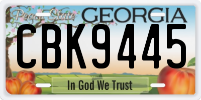 GA license plate CBK9445